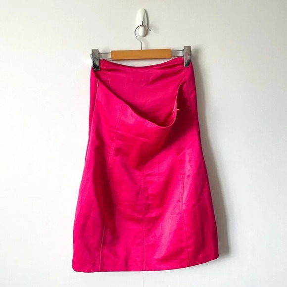 Zara Fuchsia Satin Effect Mini Dress  Strapless Pink Blogger Fav Size Small - Picture 8 of 12